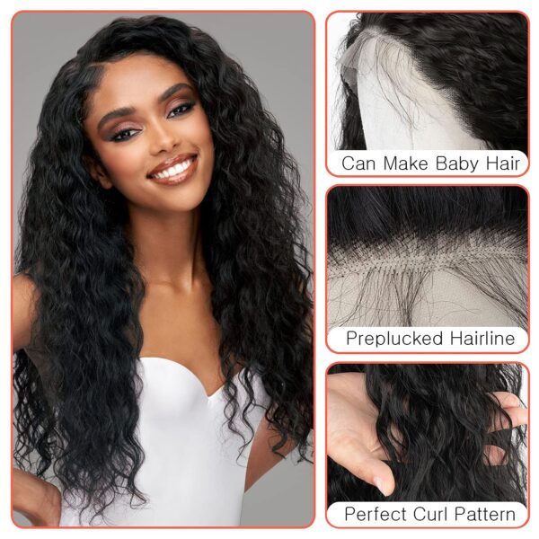 13x3 Curly Lace Front Wig with Baby Hair Black Synthetic Wig with Natural Hairline