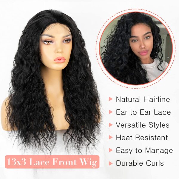 13x3 Curly Lace Front Wig with Baby Hair Black Synthetic Wig with Natural Hairline