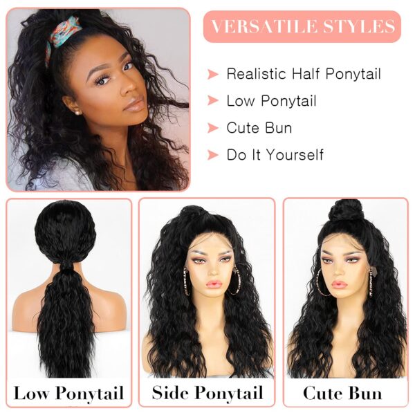 13x3 Curly Lace Front Wig with Baby Hair Black Synthetic Wig with Natural Hairline