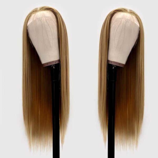 13x3 Glueless Lace Front Wigs Heat Resistant Kanekalon Fiber Synthetic Hair Real Natural Straight Wigs for Women-100% Stylish Blond Wigs (Color 103# Blonde 22 Inch)-1 13x3 Glueless Lace Front Wigs Heat Resistant Kanekalon Fiber Synthetic Hair Real Natural Straight Wigs