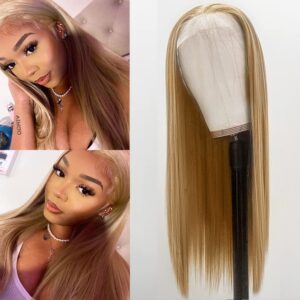 13x3 Lace Front Wigs Blonde Color Heat Resistant Synthetic Wigs For Woman