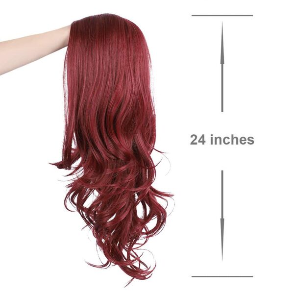 24” Red Synthetic Wig Long Wavy Side Part Heat Resistance Wig