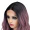 26inch Purple T Part Lace Front Wig Ombre Black Roots Long Wavy Synthetic Wig