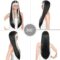 28 inches Women's Silky Long Straight Black with Blonde Strips Wig