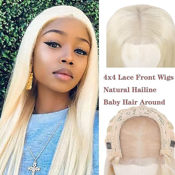 613 Blonde Wigs Long Blonde Straight Wigs for Women 4x4 Lace Front Wigs with Natural Baby Hair Middle Part Wig Synthetic Heat Resistant Fiber Wigs (20 Inch)-1 4x4 Lace Front Wigs Synthetic 613 Blonde Wigs Long Blonde Straight Wigs for Women