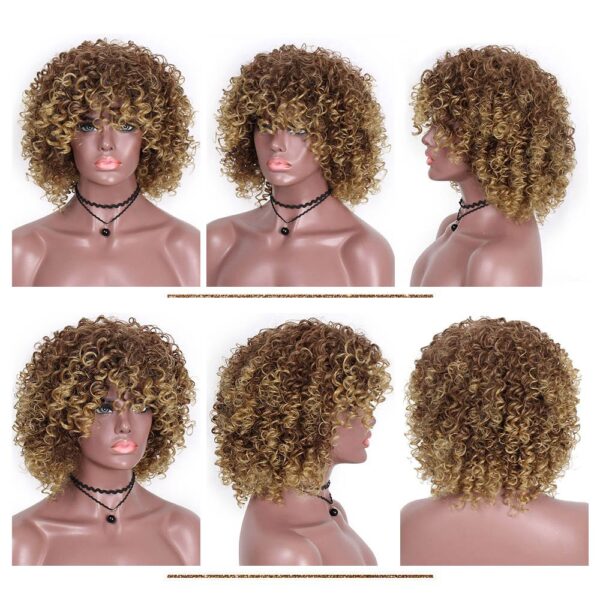 Afro Wigs For Black Women Short Kinky Curly Full Wigs Brown Mixed Blonde Synthetic Wigs