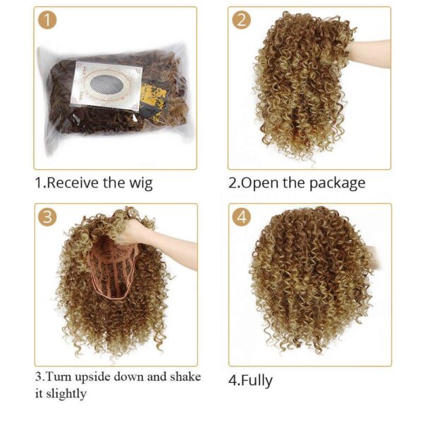 Afro Wigs For Black Women Short Kinky Curly Full Wigs Brown Mixed Blonde Synthetic Wigs