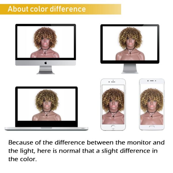Afro Wigs For Black Women Short Kinky Curly Full Wigs Brown Mixed Blonde Synthetic Wigs