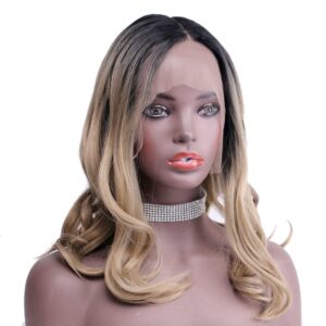 Blonde Synthetic Lace Frontal Wigs T Part 13X4X1 Lace Frontal Natural Wave