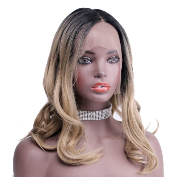 Blonde Synthetic Lace Frontal Wigs T Part 13X4X1 Lace Frontal Natural Wave