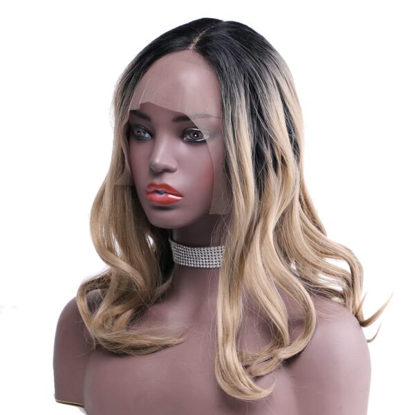 Blonde Synthetic Lace Frontal Wigs T Part 13X4X1 Lace Frontal Natural Wave