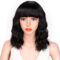 Bob Curly Wig Synthetic Short Black Wig with Bangs
