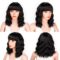 Bob Curly Wig Synthetic Short Black Wig with Bangs