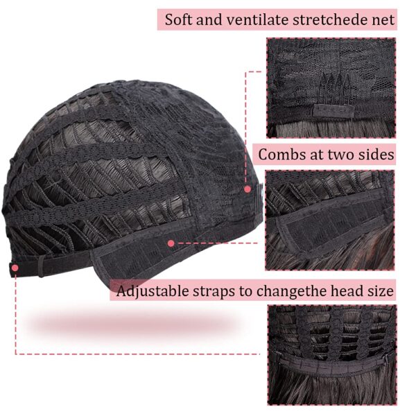 Bob Curly Wig Synthetic Short Black Wig with Bangs