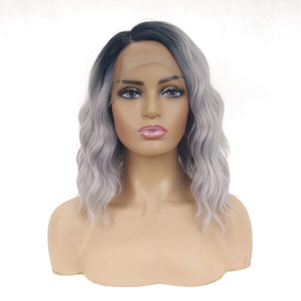 L Right Side Lace Front Synthetic Wigs for Women  Dark Roots Ombre
