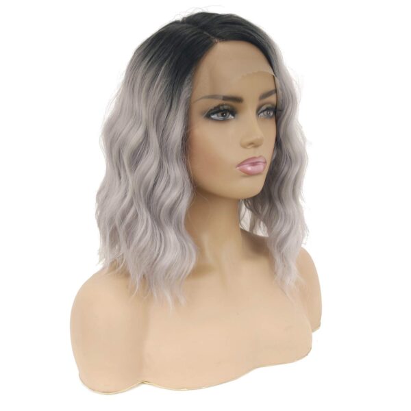L Right Side Lace Front Synthetic Wigs for Women  Dark Roots Ombre