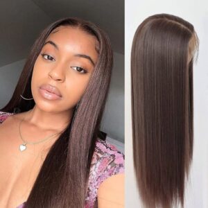 Glueless 13x3 Synthetic Lace Front Wigs Heat Resistant Fiber Long Straight Wig