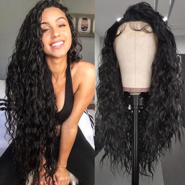 Glueless 13x3 Synthetic Lace Front Wigs with Baby Hair Loose Curly Wigs for Black Women