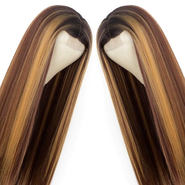 Highlights Omber Blonde Wig for Women Synthetic Long Straight Hair