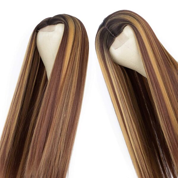 Highlights Omber Blonde Wig for Women Synthetic Long Straight Hair