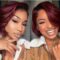 Short Bob Glueless 13x4x1 inch Lace Front Wig Synthetic Wine Red Ombre Black Roots Wigs with Baby Hair