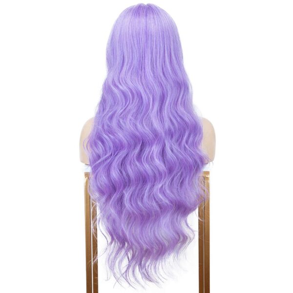 Light Purple Lace Front Wig with L Part Deep Middle Parting Wavy Long Synthetic Wigs