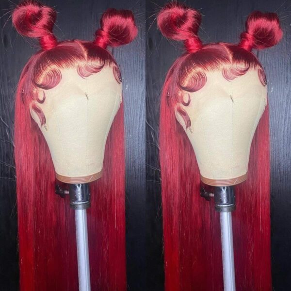 Long Red Color Straight Wigs Synthetic 13x4x1 T Part Lace Front Wigs Pre Plucked