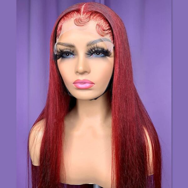 Long Red Color Straight Wigs Synthetic 13x4x1 T Part Lace Front Wigs Pre Plucked
