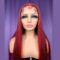 Long Red Color Straight Wigs Synthetic 13x4x1 T Part Lace Front Wigs Pre Plucked