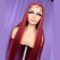 Long Red Color Straight Wigs Synthetic 13x4x1 T Part Lace Front Wigs Pre Plucked