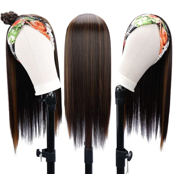 Long Straight Headband Wigs for Black Women 24 Inch Synthetic Headband Wig
