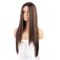 Long Straight Highlights Wig 28 Inches Synthetic Brown Mixed Blonde Color Highlights Wigs for Women