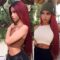 Long Straight Wigs Ombre Wine Red Burgundy Wigs for Women Natural Hairline