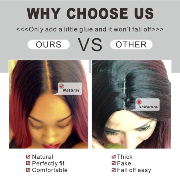 Long Straight Wigs Ombre Wine Red Burgundy Wigs for Women Natural Hairline