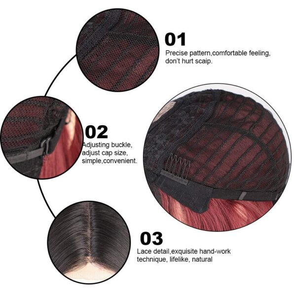 Long Straight Wigs Ombre Wine Red Burgundy Wigs for Women Natural Hairline