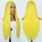 Long Straight Yellow Wig for Women Synthetic Fiber Hair Middle Part Yellow Wig