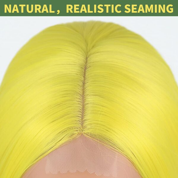 Long Straight Yellow Wig for Women Synthetic Fiber Hair Middle Part Yellow Wig