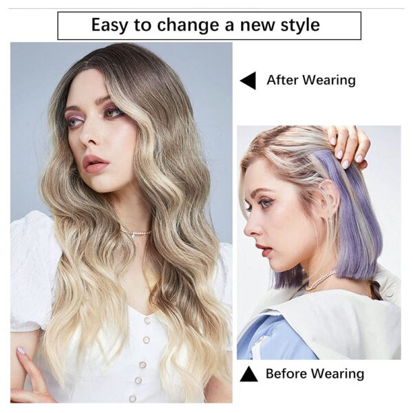 Long Wavy Wig Ombre Blonde Wigs for Women Synthetic Curly Hair Wigs