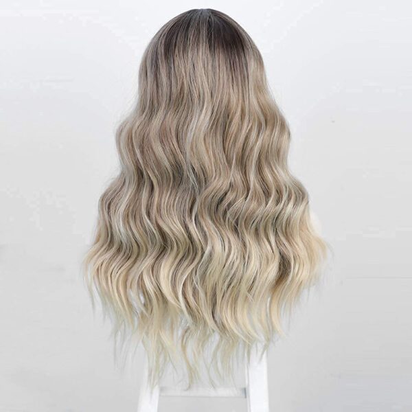 Long Wavy Wig Ombre Blonde Wigs for Women Synthetic Curly Hair Wigs