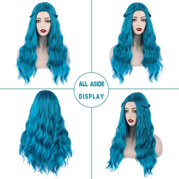 Mix Blue Long Costume Wavy Synthetic Wig Blue Color for Cosplay Girls