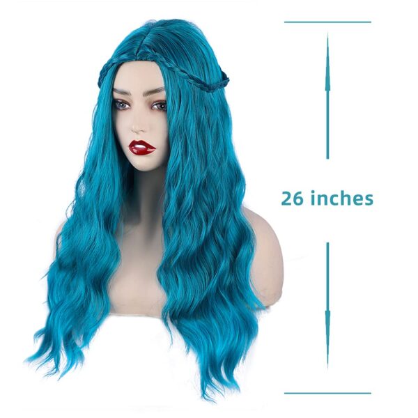 Mix Blue Long Costume Wavy Synthetic Wig Blue Color for Cosplay Girls