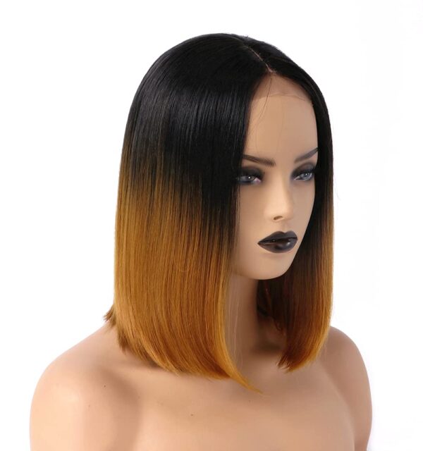 Short Bob 13x4x1 T Part Lace Wigs for Women Black Ombre Blonde Synthetic Straight Soft Hair Wig