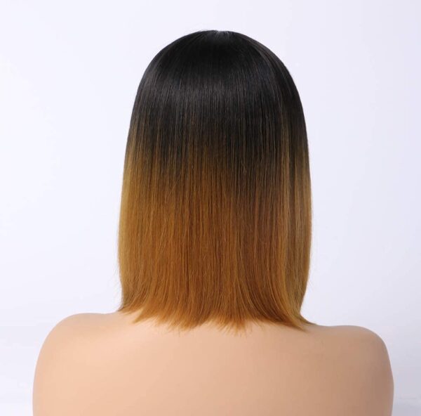 Short Bob 13x4x1 T Part Lace Wigs for Women Black Ombre Blonde Synthetic Straight Soft Hair Wig
