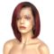 Short Bob Glueless 13x4x1 inch Lace Front Wig Synthetic Wine Red Ombre Black Roots Wigs with Baby Hair