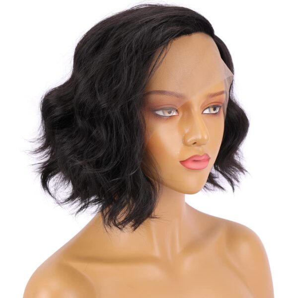 Short Bob Wavy Lace Front Wigs14 Inches Glueless Synthetic Body Wave T part pre-plucked