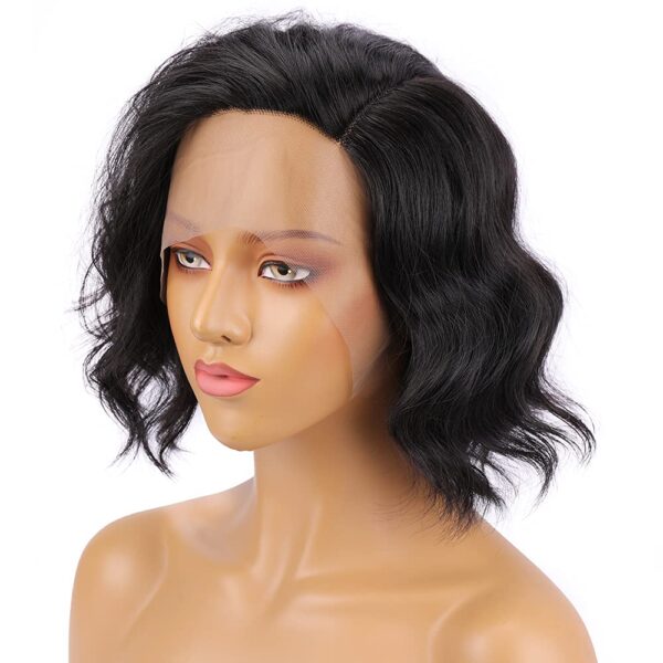 Short Bob Wavy Lace Front Wigs14 Inches Glueless Synthetic Body Wave T part pre-plucked