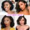 Short Bob Wavy Lace Front Wigs14 Inches Glueless Synthetic Body Wave T part pre-plucked