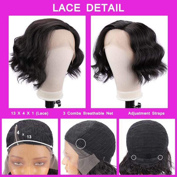 Short Bob Wavy Lace Front Wigs14 Inches Glueless Synthetic Body Wave T part pre-plucked
