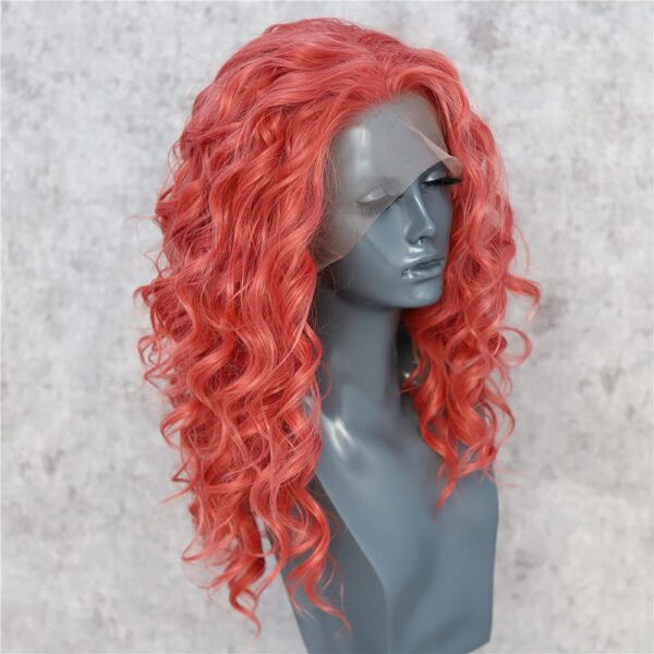 Glueless 13x1 Lace Front Wig Synthetic Lace Front Wigs Short Brick Red Wavy Synthetic Wigs for Women