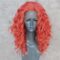 Glueless 13x1 Lace Front Wig Synthetic Lace Front Wigs Short Brick Red Wavy Synthetic Wigs for Women